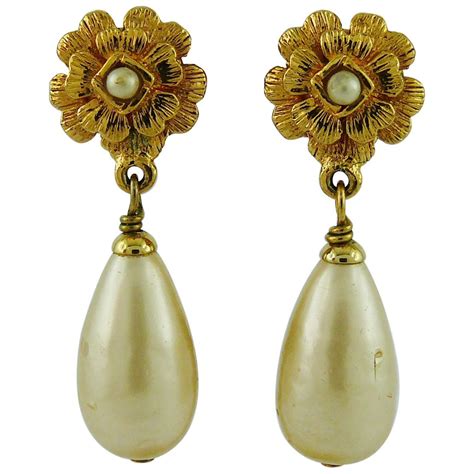 chanel vintage earrings pearl|Vintage Chanel diamond earrings.